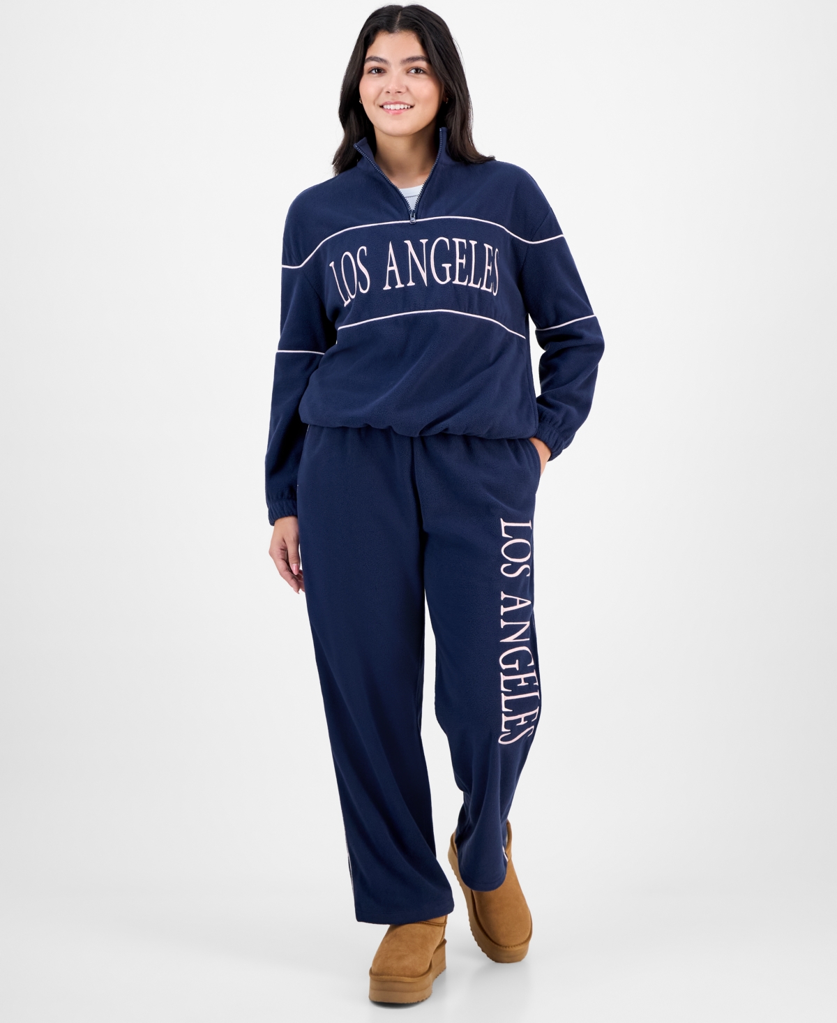 Rebellious One Juniors' Los Angeles Polar Fleece Sweatpants In Blue