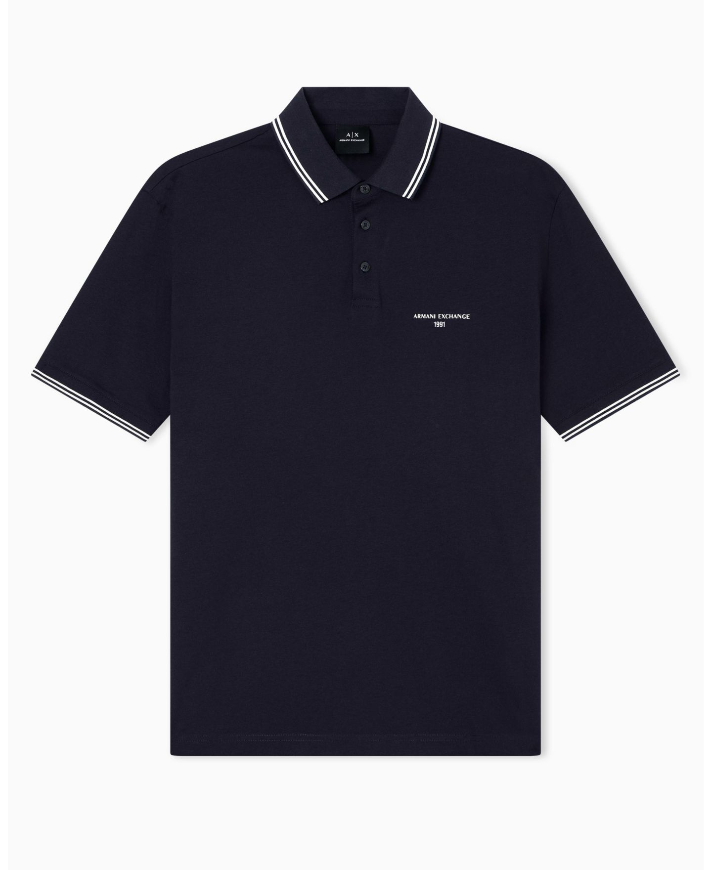Мужское поло A|X Armani Exchange Jersey Collar Tipping Polo Shirt, цвет: Глубокий тёмно-синий — фото 5