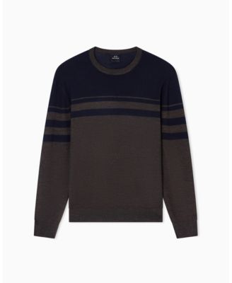 Men's Long Sleeve Wool Blend Color Block Sweater