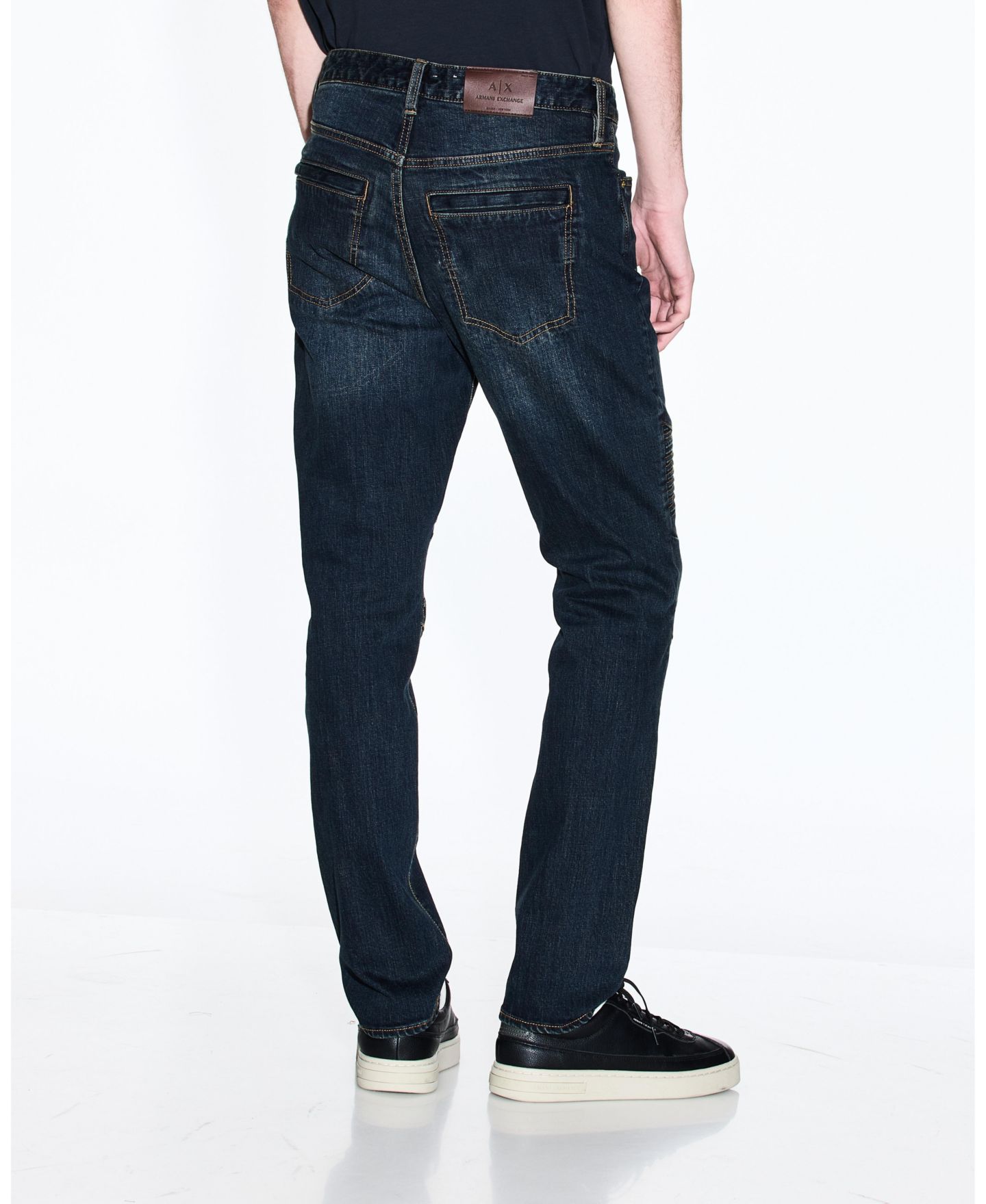 Мужские джинсы A|X Armani Exchange Skinny Biker Denim Jeans, цвет: Синий джинсовый — фото 4
