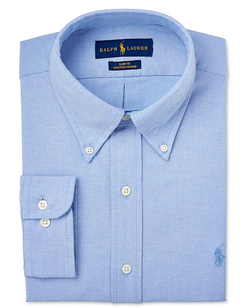Polo Ralph Lauren Men's Slim-Fit Blue Solid Dress Shirt & Reviews ...