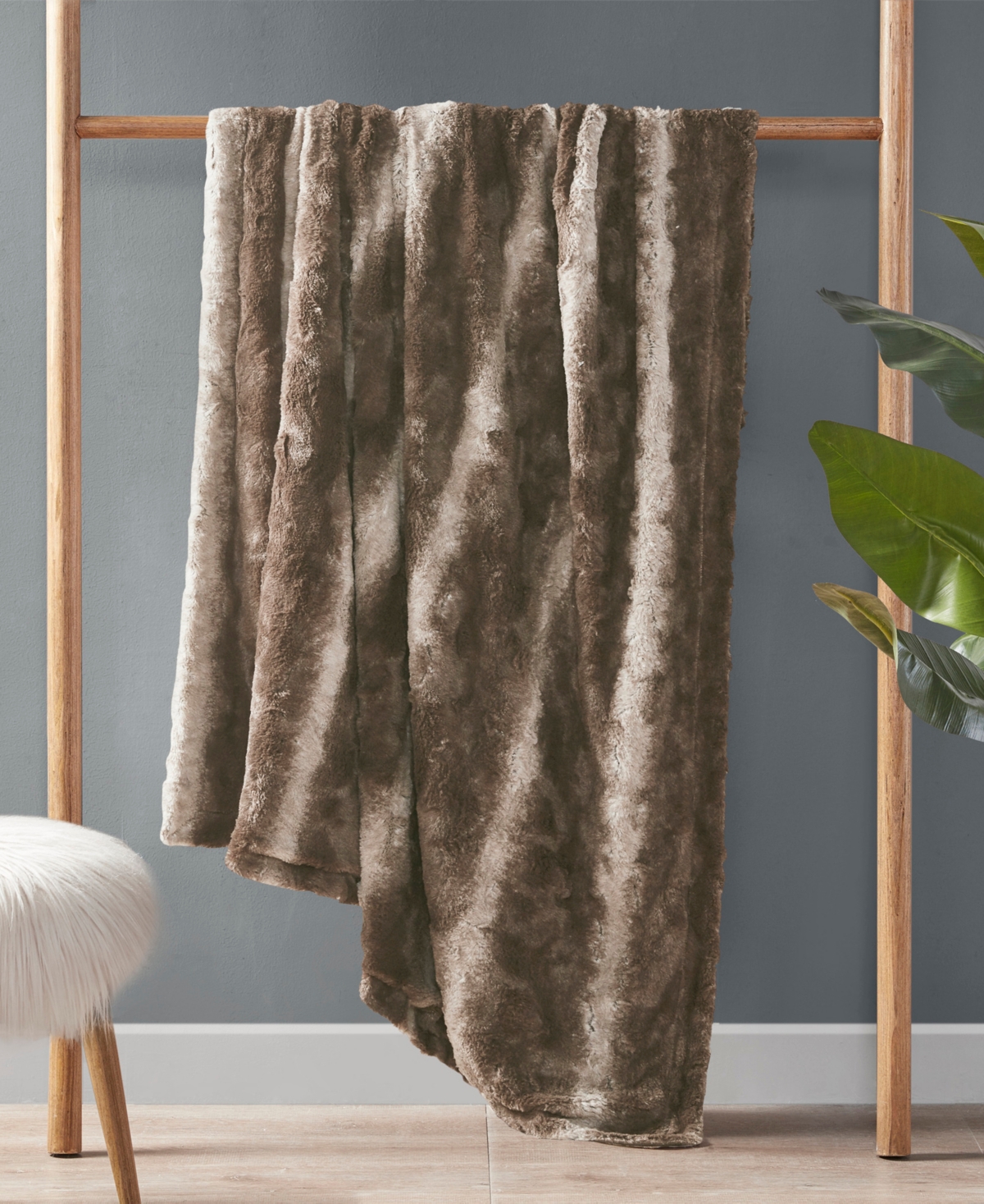 Madison Park Zuri Faux Fur Blanket, Twin In Green
