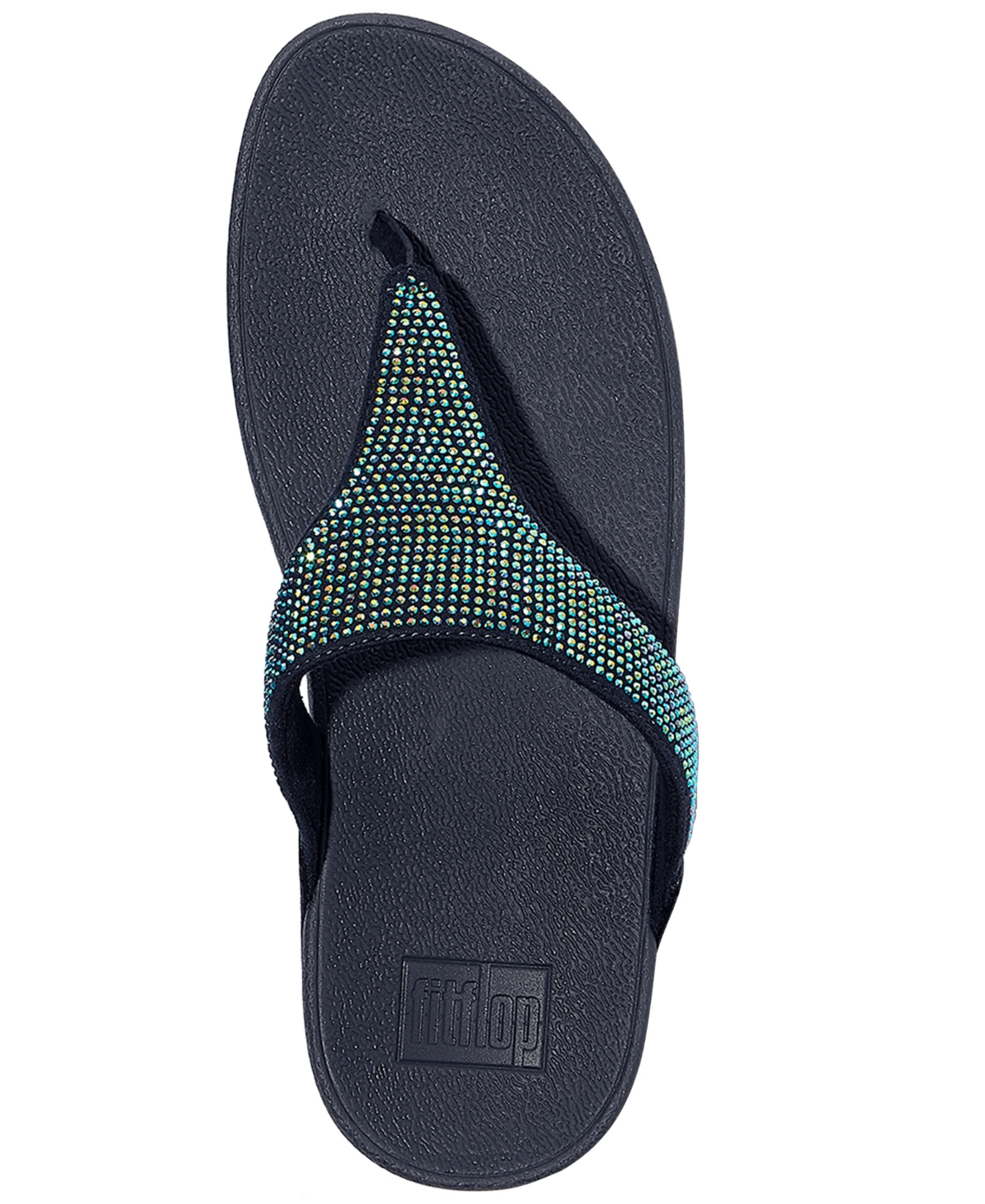 Fitflop Lulu Crystal Embellished Toe-post Sandals In Blue