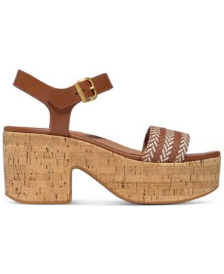 Women's Plattforms V-Weave Heeled Ankle-Strap Sandals