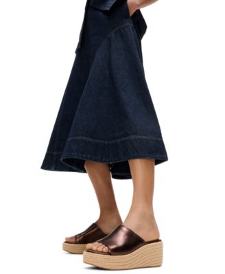 Women's Platfforms Espadrille Leather Wedge Slides