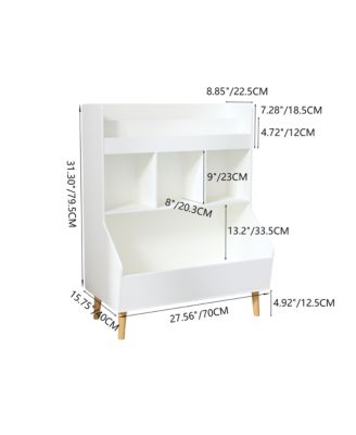 27.5 in. Wide White Kids Multifunctional Bookshelf and Toy Storage with Legs Toy Storage Organizer