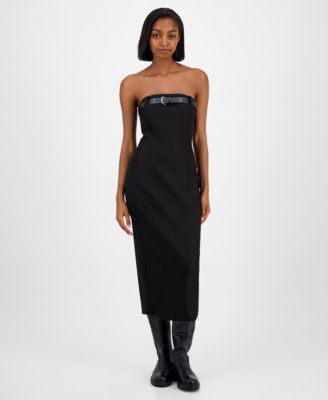 Bar III - Women's Belted Strapless Midi Dress