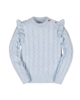 Little and Big Girls' Organic Long Sleeve Mock Neck Sweater with Ruffle