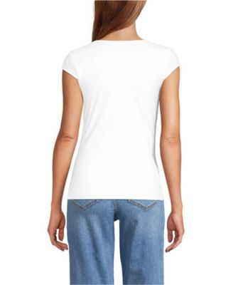 Women's Cap Sleeve Tugless Double Layer Sweetheart Knit Top