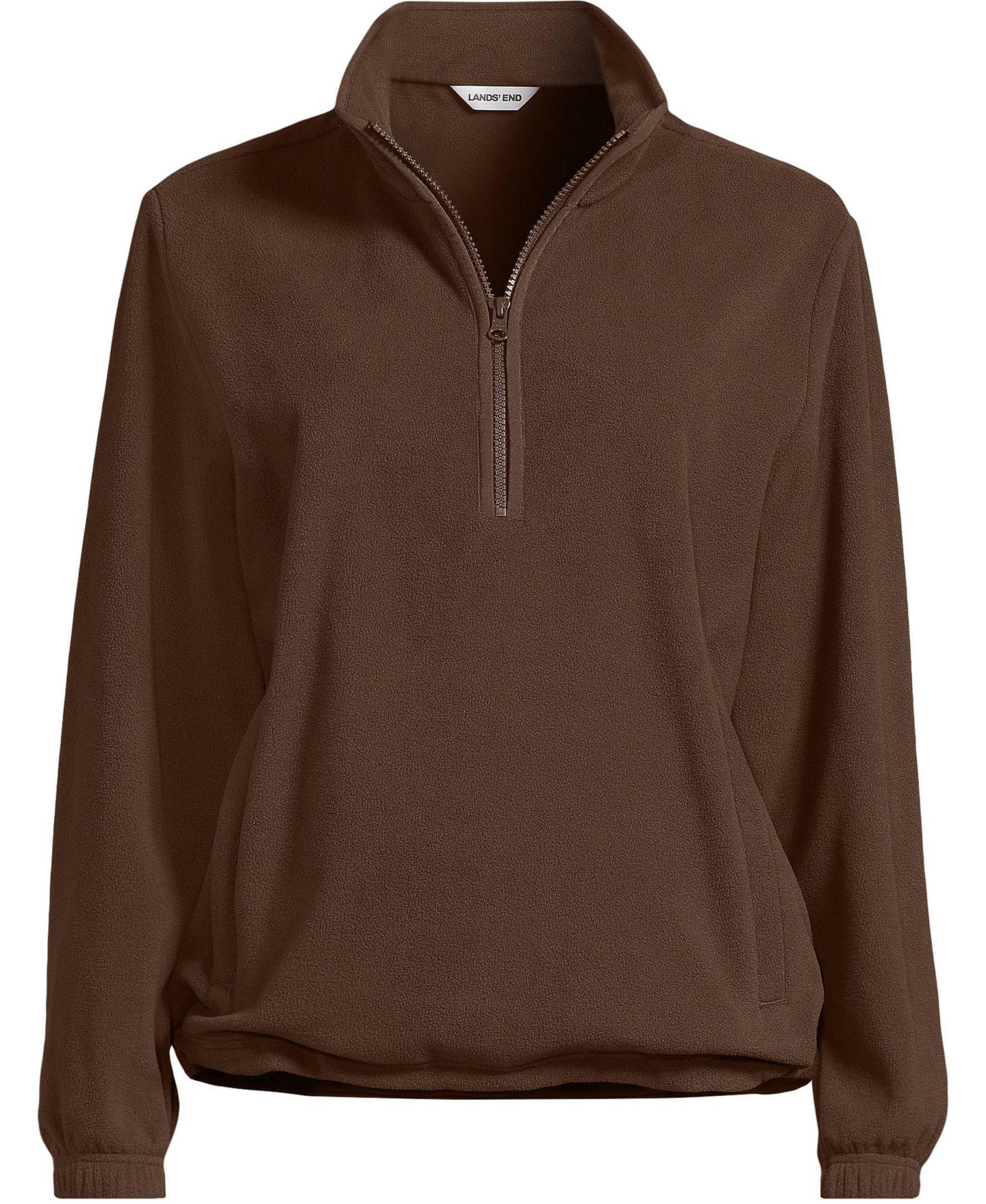 Женский свитер Lands' End Anyweather RainDefense Fleece Quarter Zip Pullover, цвет: Тёмный орех коричневый — фото 3