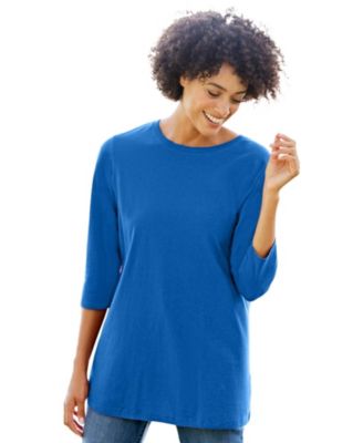 Plus Size Perfect Three-Quarter Sleeve Crewneck Tee