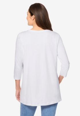 Plus Size Perfect Three-Quarter Sleeve Crewneck Tee
