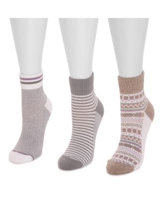 Women's 3 Pair Pack Quarter Crew Cotton Compression Sock