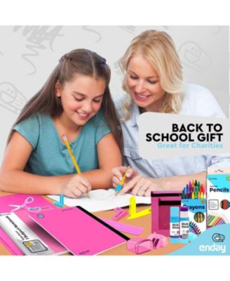 School Supplies Kit for Grades K–5 – 71 Items: Composition Notebook Subject Notebook, Pencils, Folders Colored Pencils, Crayons, Scissors, Glue & More