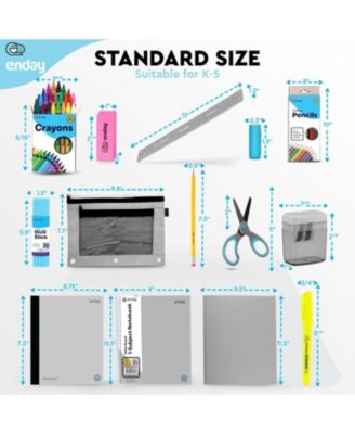 School Supplies Kit for Grades K–5 – 71 Items: Composition Notebook Subject Notebook, Pencils, Folders Colored Pencils, Crayons, Scissors, Glue & More