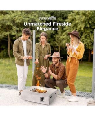 Propane Gas Fire Pit Table - 40,000 BTU Square Gas Firepits with Cover for Outside