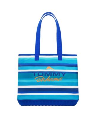 Water-Repellent Tote with Pouch – Ocean Stripe Print