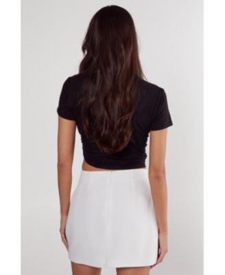 Women's Star Diamante Detail Split Mini Skirt