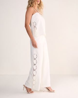 Women's Cutwork Side Tailored Wide Leg Pants