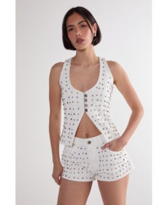 Women's Studded Denim Corset Top