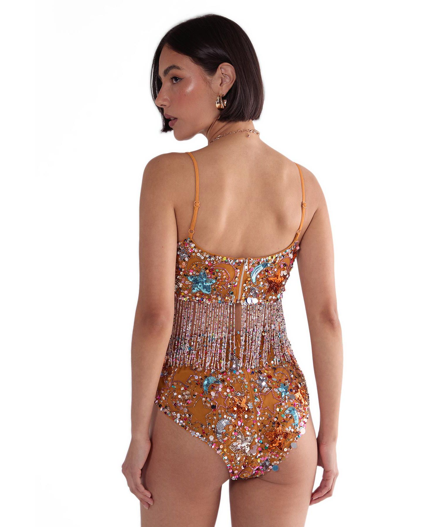Женские шорты Nasty Gal Star Embellished Tassel Booty, цвет: Оранжевый — фото 3