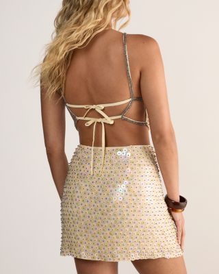 Women's Studded Sequin Beaded Mini Skirt