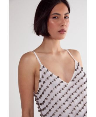 Women's Studded Asymmetric Fringed Cami Top