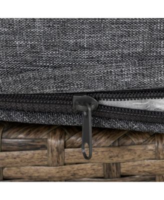 8pc Half Round Patio Rat Sofa Furniture Set w/ Side Tables,