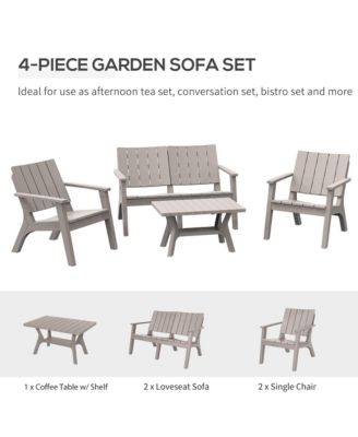 4-Piece Outdoor Patio Conversation Set Weatherproof PP Materials