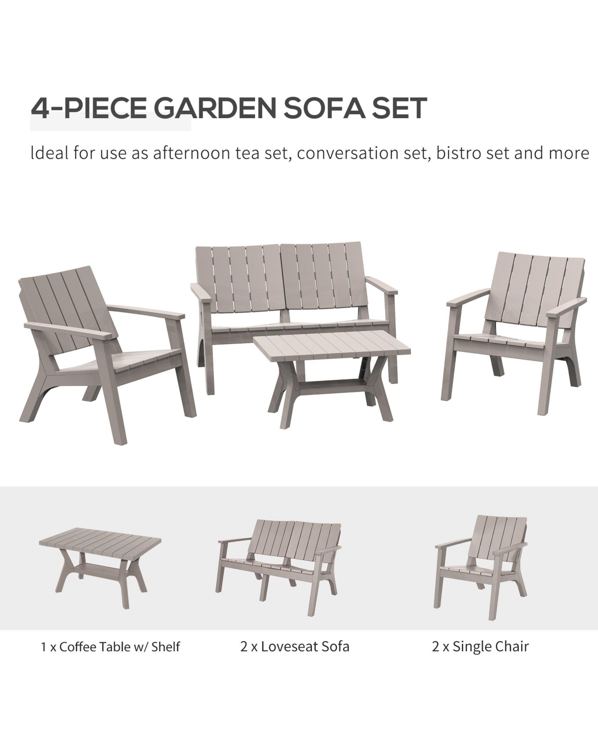 Outsunny 4-Piece Outdoor Patio Conversation Set Weatherproof Pp Materials