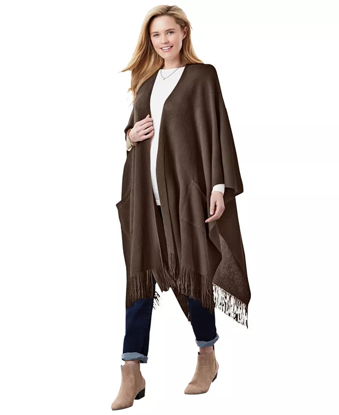 Women's Within Fringed Cape Sweater - thumbnail 4