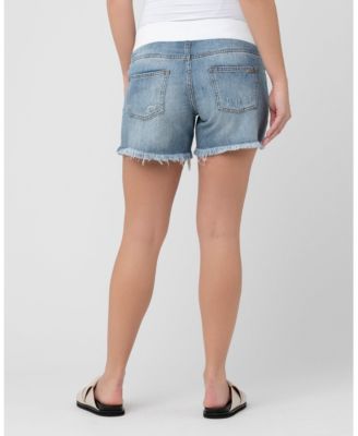 Pale Blue Distressed Denim Shorts for Maternity