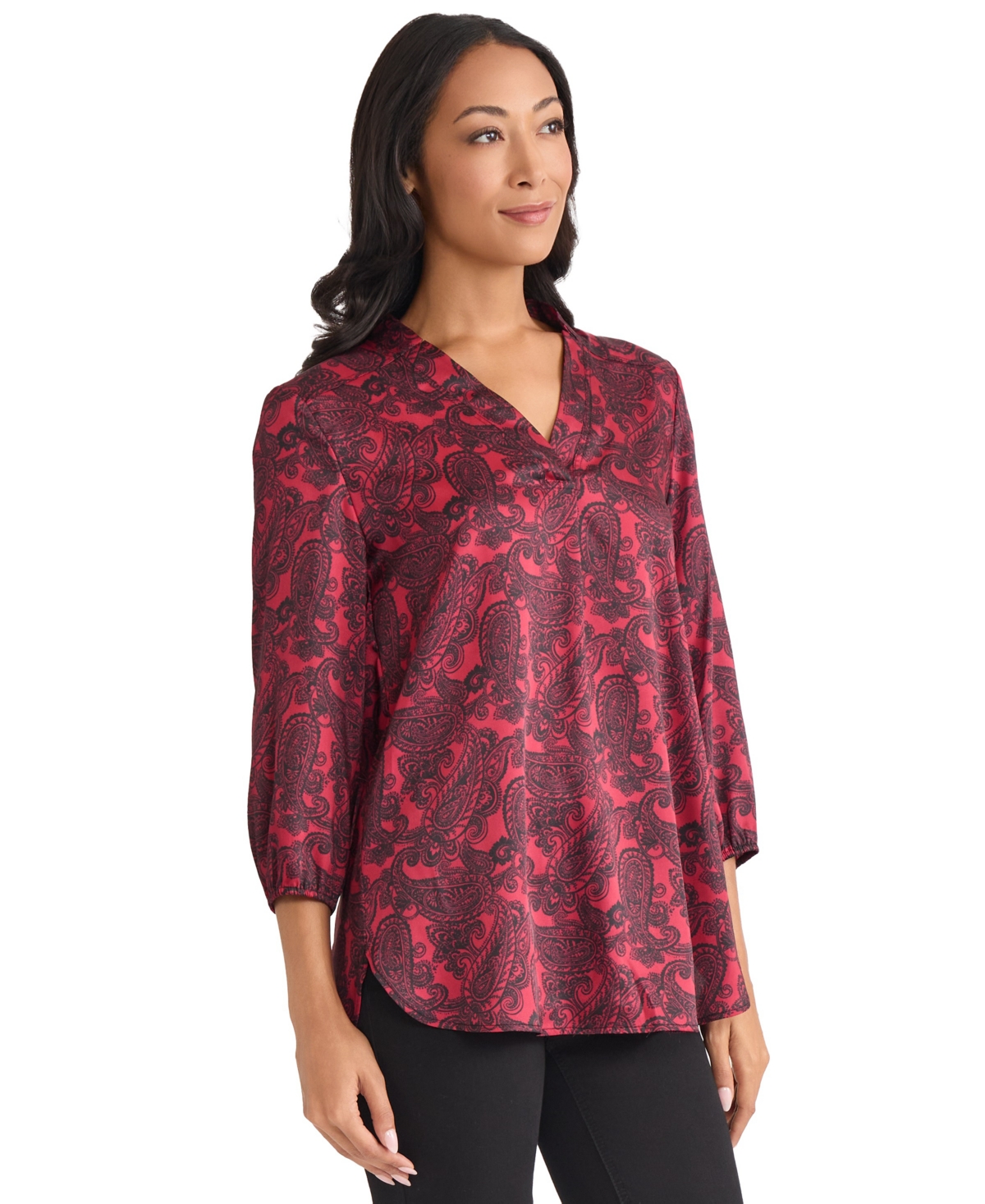 Jones New York Paisley Print Tunic In Burgundy