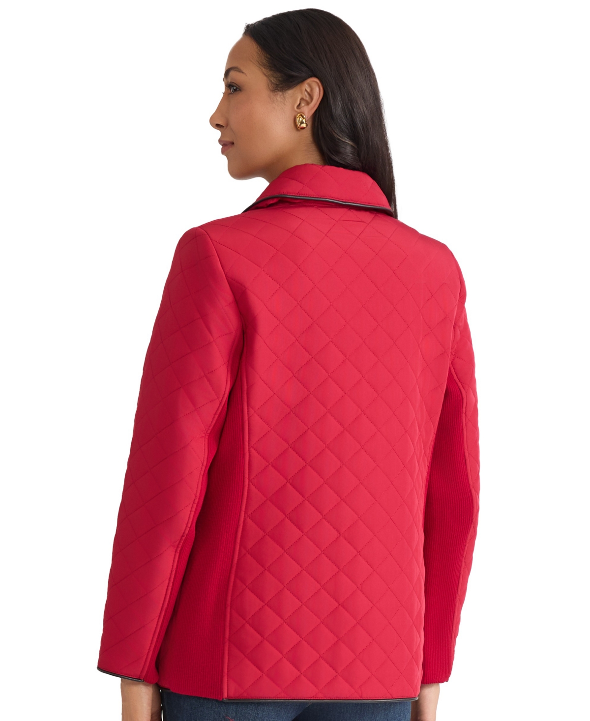 Jones New York Quilted Snap Front Jacket In Red