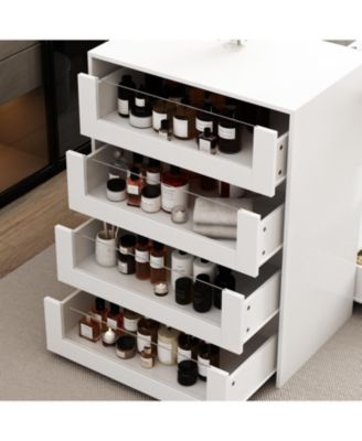 Glass Top 8-Drawers Dresser ,Display Cabinet,Manicure Nail Table,Bedroom/Kitchen Island,Makeup Table