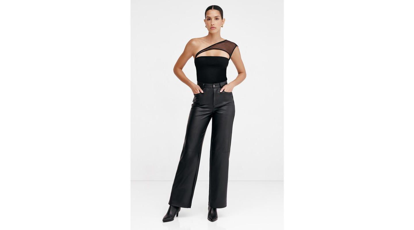 Женский топ Marcella Parker Sheer Mesh Chest-Cutout One-Shoulder Evening, цвет: Чёрный — фото 4