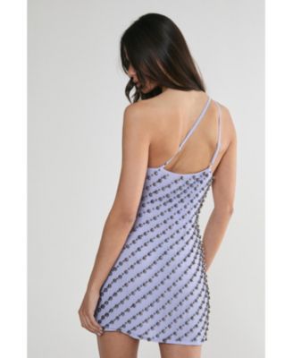 Women's One Shoulder Studded Mini Dress