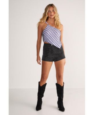 Studded Asymmetric One Shoulder Top