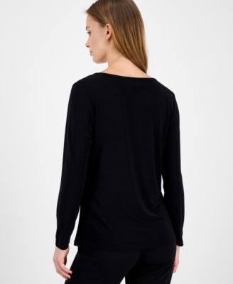 Petite Ruched Long-Sleeve Top