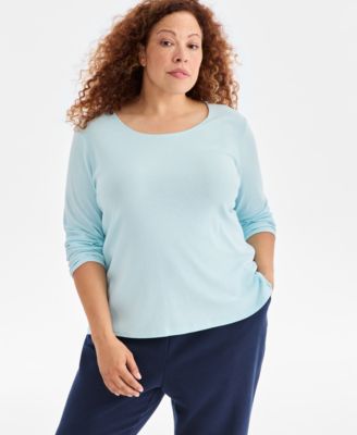 Plus Size Scoop-Neck Long-Sleeve Top, Exclusively for Macy's 