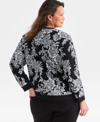 Plus Size Holiday Floral Long-Sleeve Sweatshirt, Macy's Exclusive 