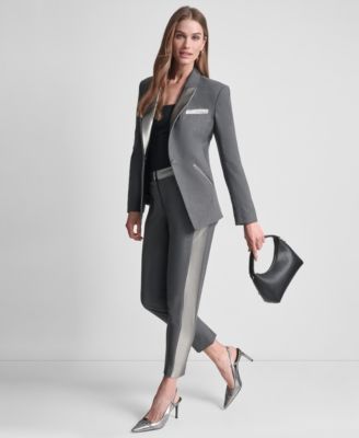 Women's Notch Collar One-Button Tuxedo Jacket