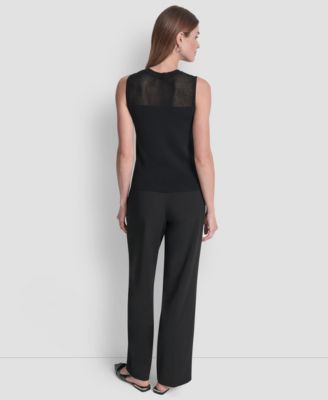 Women's Sleeveless Mesh Yoke Sweater