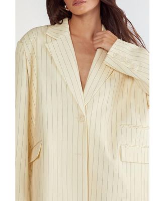 Women's Oversized Pinstripe Tailored Blazer