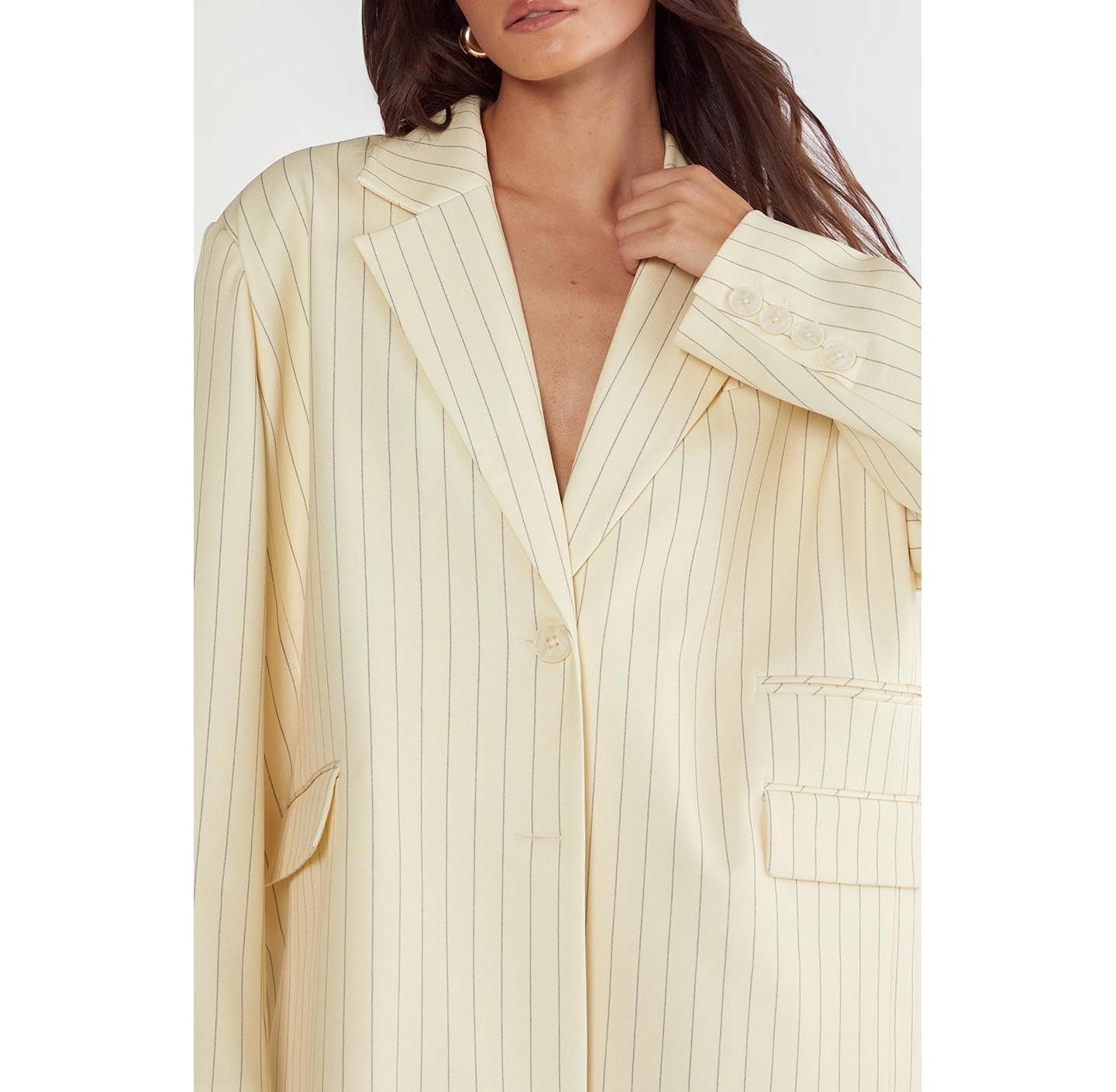 Женский пиджак Nasty Gal Oversized Pinstripe Tailored Blazer, цвет: Сливочный — фото 6
