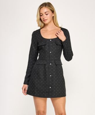 Juniors' Long Sleeve Jewel Neck Dress
