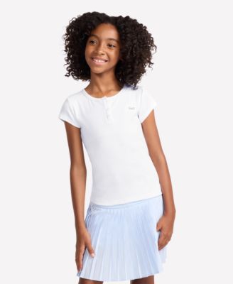 abercrombie kids Girls Essential Henley T-Shirt - Bright White 7$
