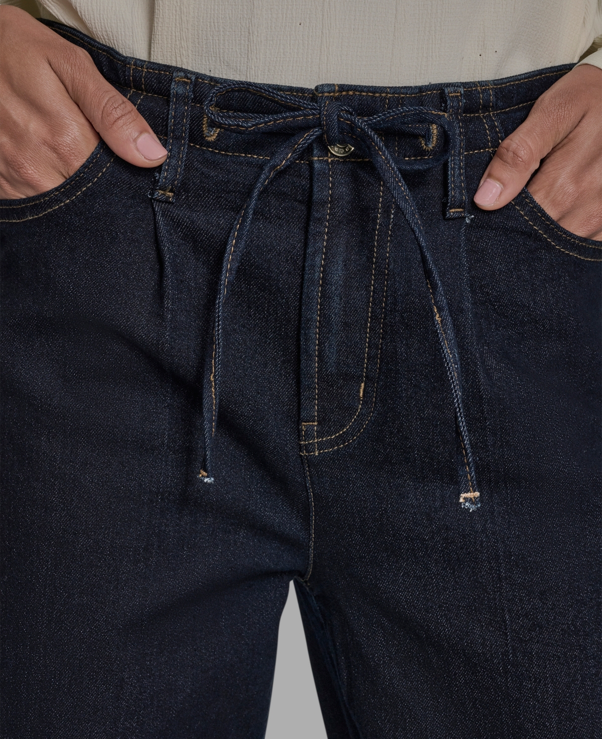 Bcbg Women's Straight-leg Tie-waist Jeans In Blue