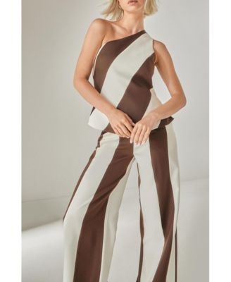 Women's Stripe Tailored Wide Leg Pants