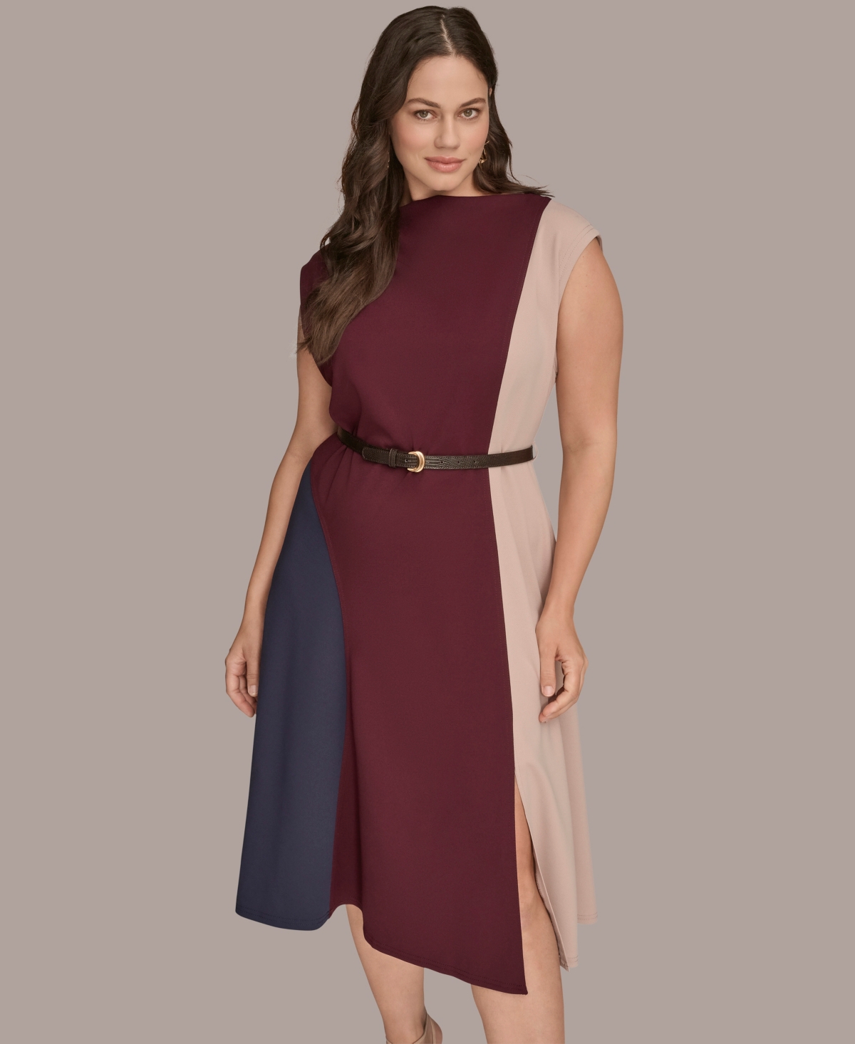 Donna Karan New York Plus Belted Midi Dress